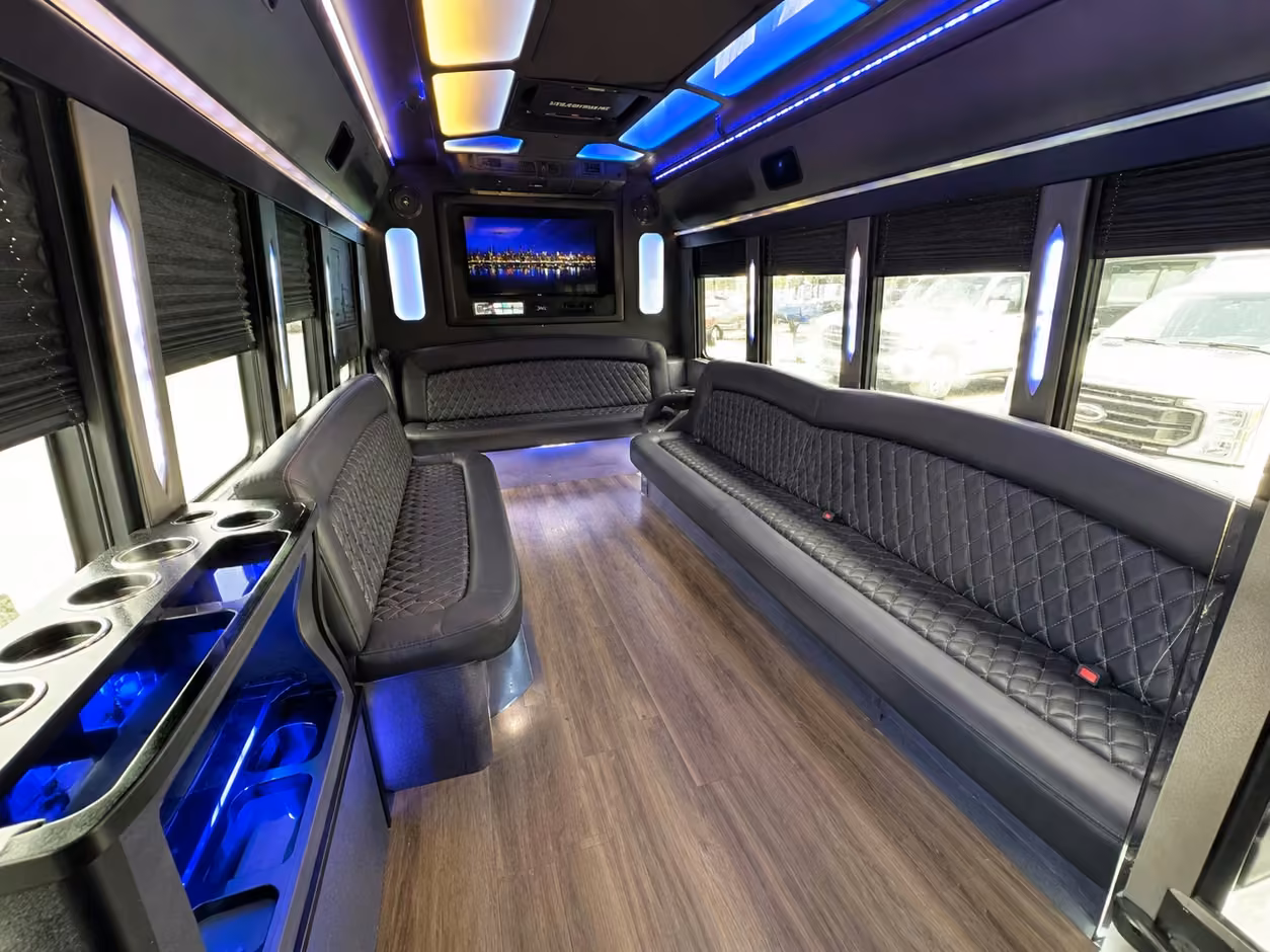 15 passenger party bus inside