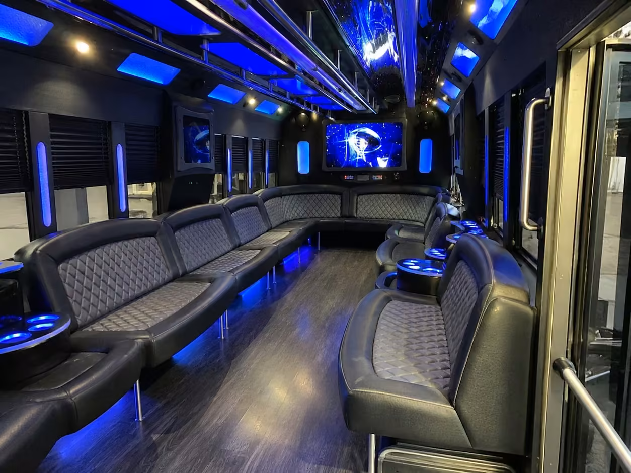 25 passenger party bus inside